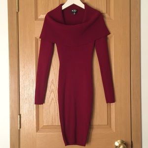 Cape like dark red dress